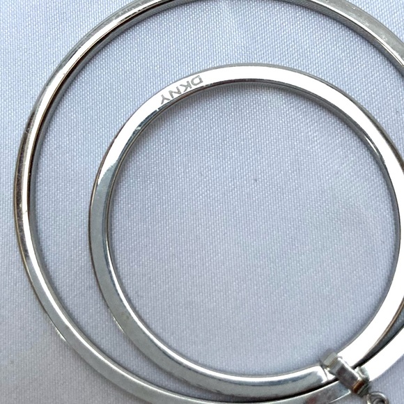 DKNY silver tone crystal glitz cascading hoop earrings - Picture 4 of 9